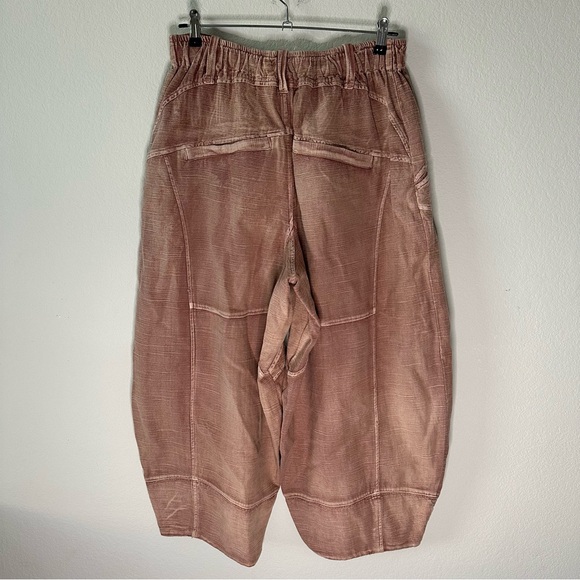 Free People Ride Out Barrel Moto Pants Pink Terracotta Canyon Sunset SZ S - Picture 7 of 8
